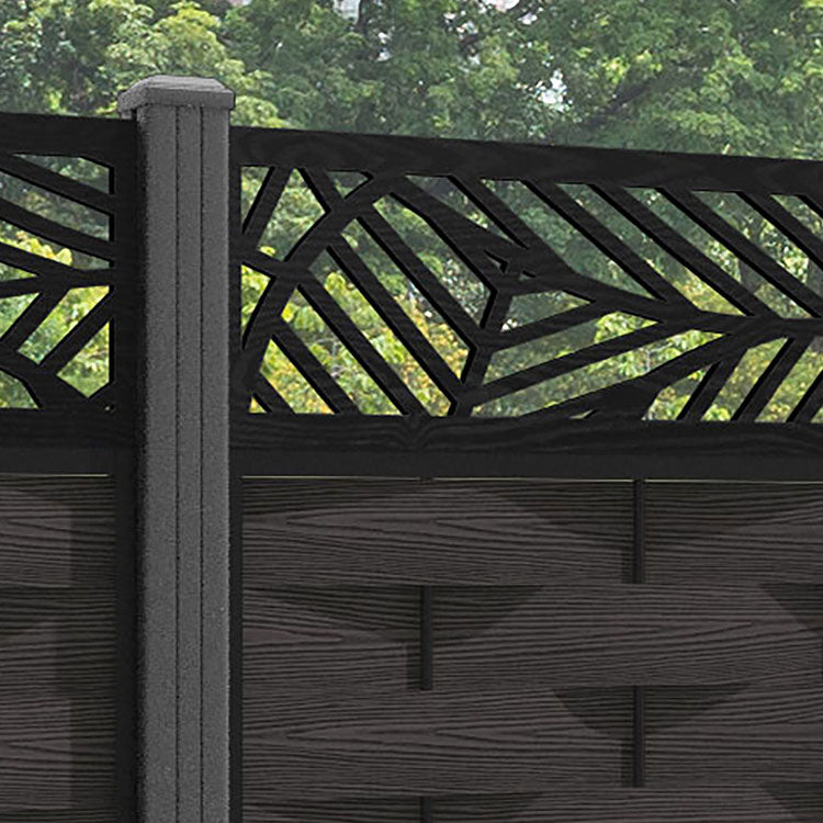 Ripple Habitat Fence Panel - Dark Oak - with our aluminium posts