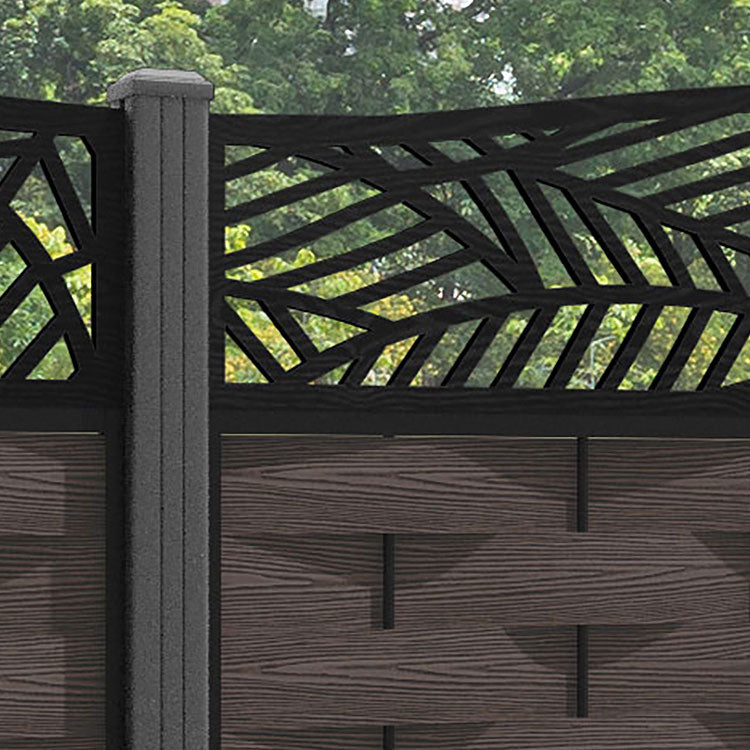 Ripple Habitat Curved Top Fence Panel - Mid Brown - with our aluminium posts