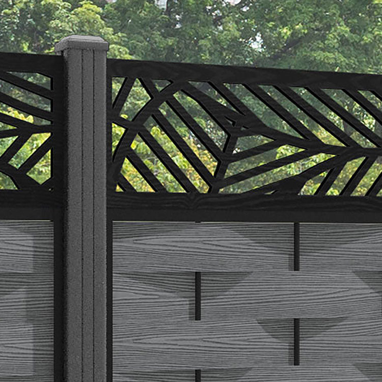 Ripple Habitat Fence Panel - Mid Grey - with our aluminium posts