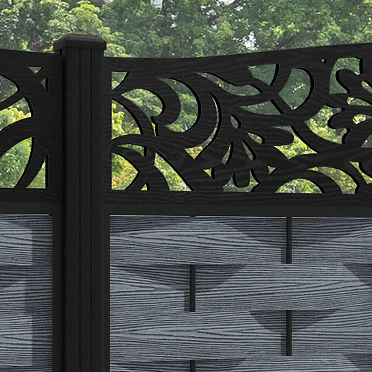 Ripple Heritage Curved Top Fence Panel - Anthracite - with our aluminium posts