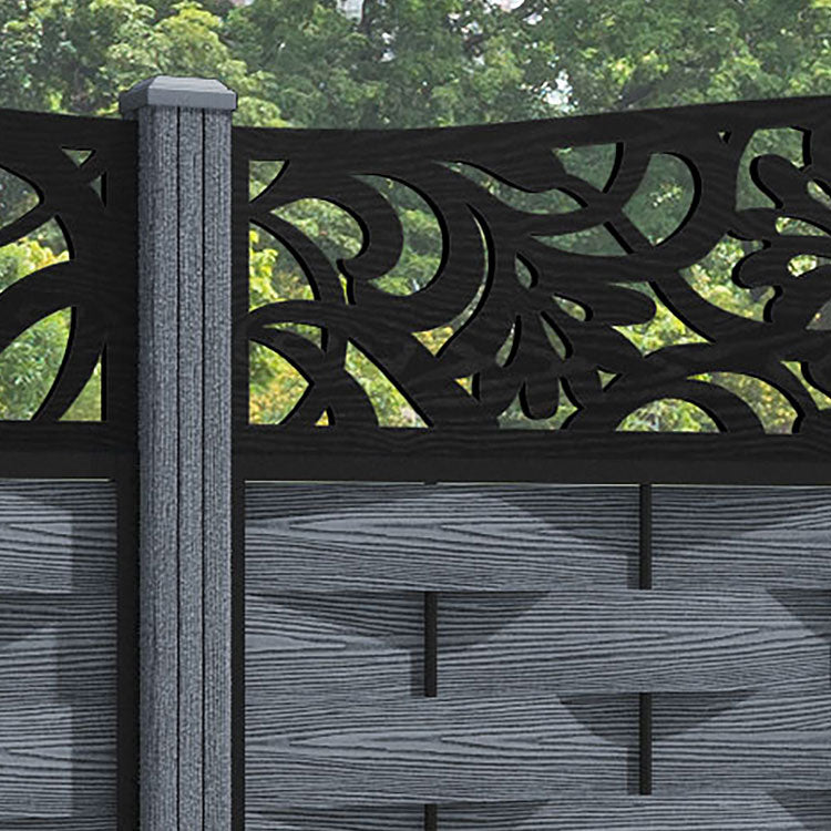 Ripple Heritage Curved Top Fence Panel - Anthracite - with our composite posts