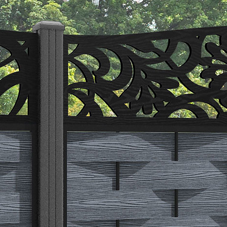 Ripple Heritage Curved Top Fence Panel - Anthracite - with our aluminium posts