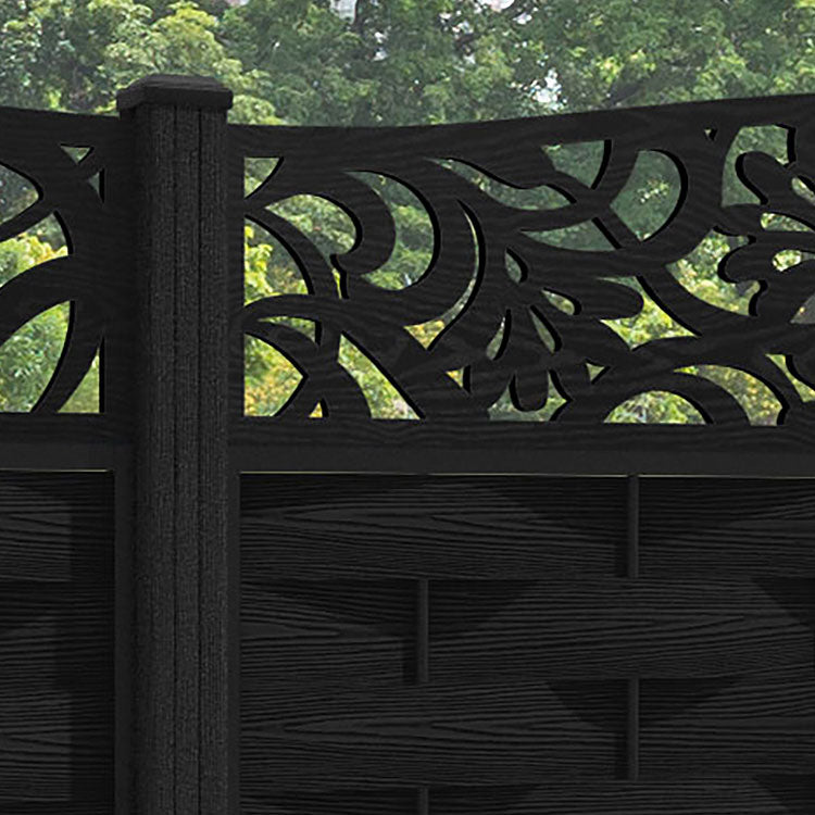 Ripple Heritage Curved Top Fence Panel - Black - with our composite posts