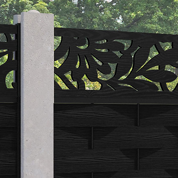Ripple Heritage Fence Panel - Black - for existing concrete posts