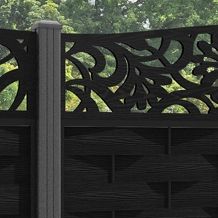 Ripple Heritage Curved Top Fence Panel - Black - with our aluminium posts