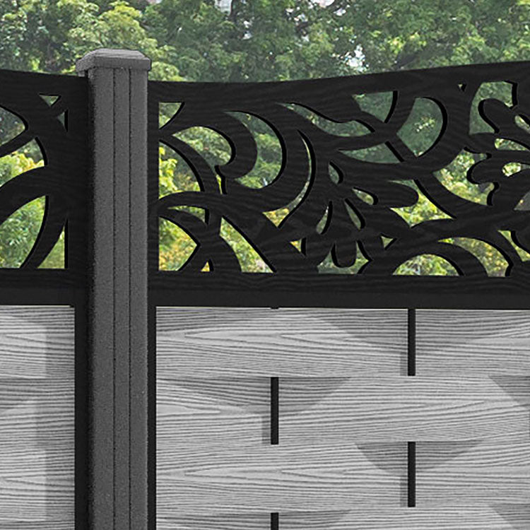 Ripple Heritage Curved Top Fence Panel - Light Grey - with our aluminium posts