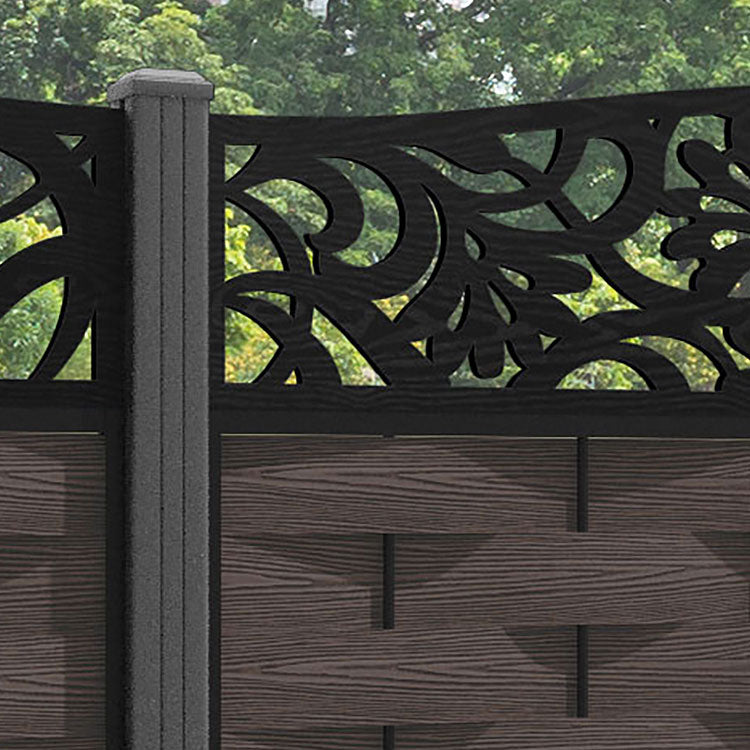 Ripple Heritage Curved Top Fence Panel - Mid Brown - with our aluminium posts