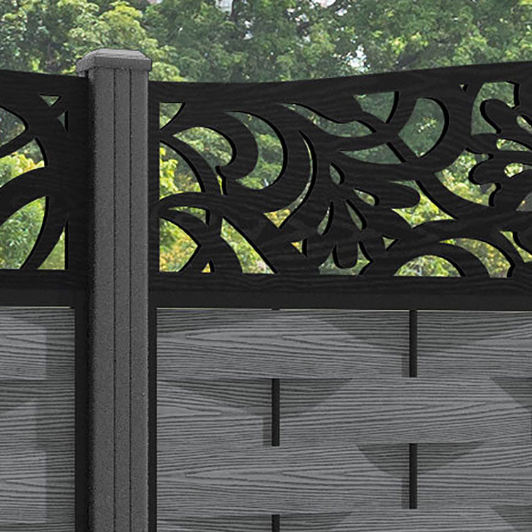 Ripple Heritage Curved Top Fence Panel - Mid Grey - with our aluminium posts