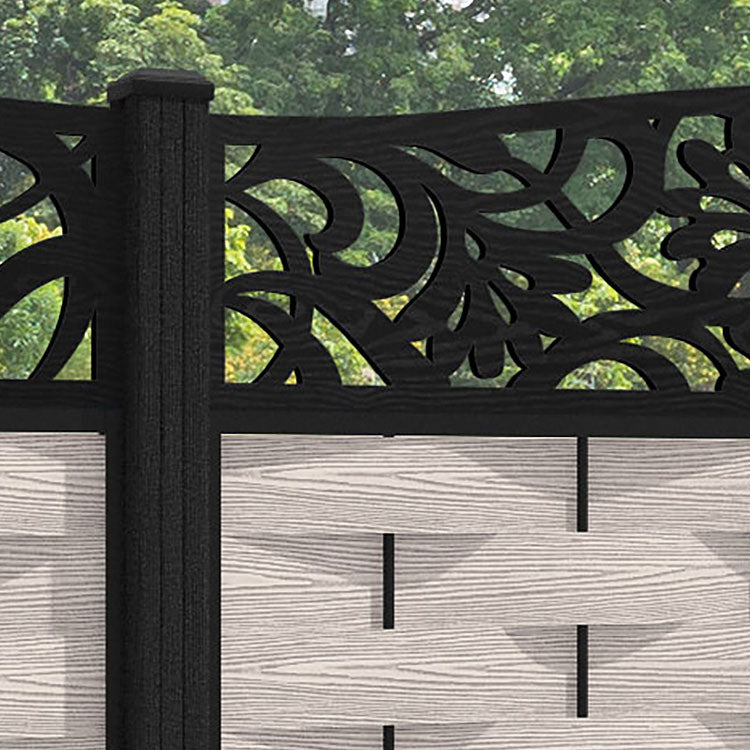 Ripple Heritage Curved Top Fence Panel - Mid Stone - with our composite posts