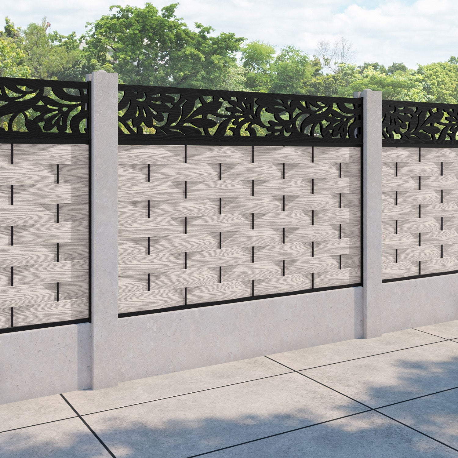 Ripple Heritage Fence Panel - Mid Stone - for existing concrete posts