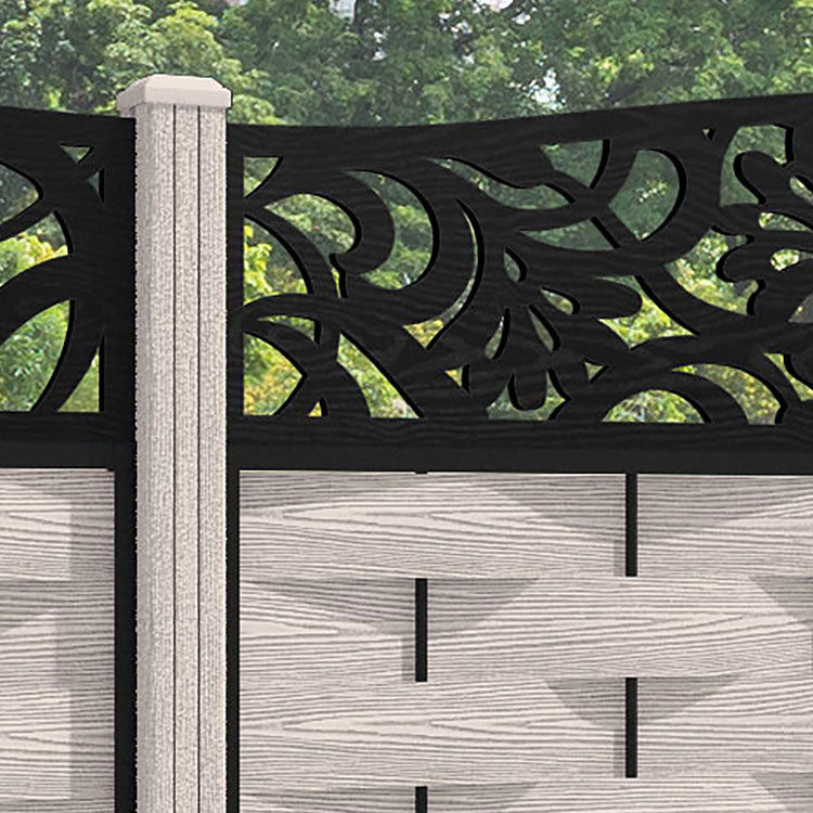 Ripple Heritage Curved Top Fence Panel - Mid Stone - with our composite posts