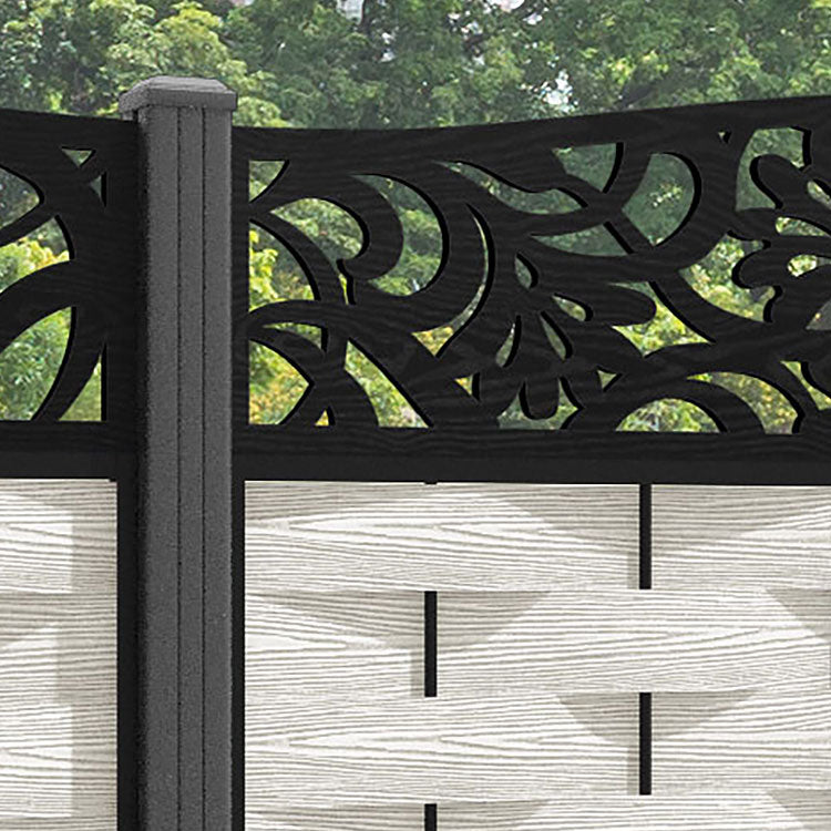 Ripple Heritage Curved Top Fence Panel - Light Stone - with our aluminium posts