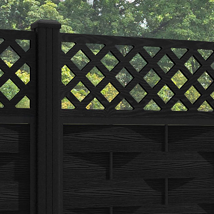 Ripple Hive Fence Panel - Black - with our aluminium posts