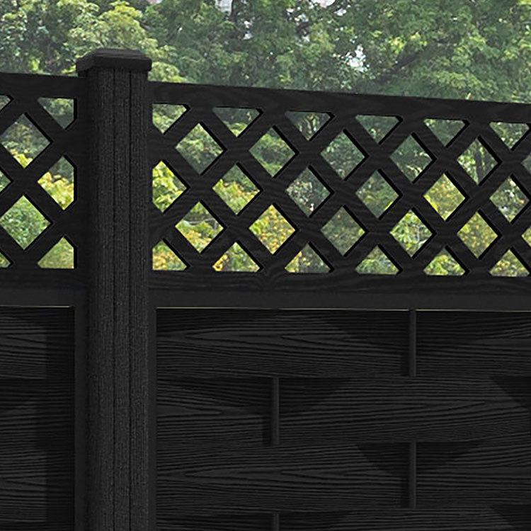Ripple Hive Fence Panel - Black - with our composite posts