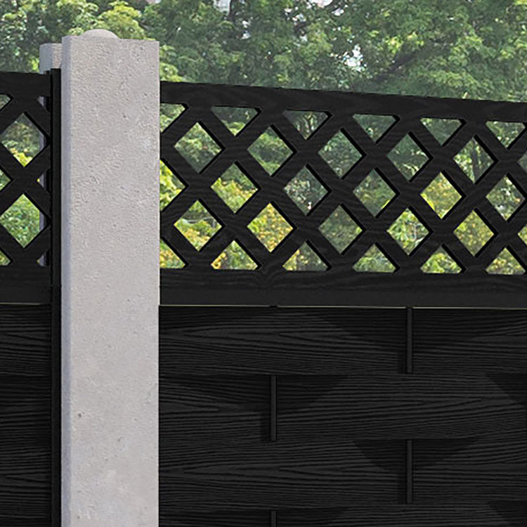 Ripple Hive Fence Panel - Black - for existing concrete posts