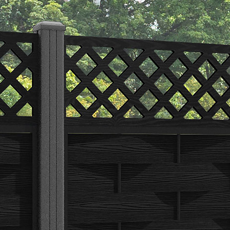 Ripple Hive Fence Panel - Black - with our aluminium posts