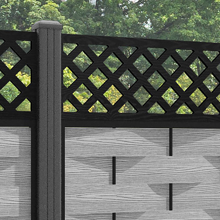 Ripple Hive Fence Panel - Light Grey - with our aluminium posts