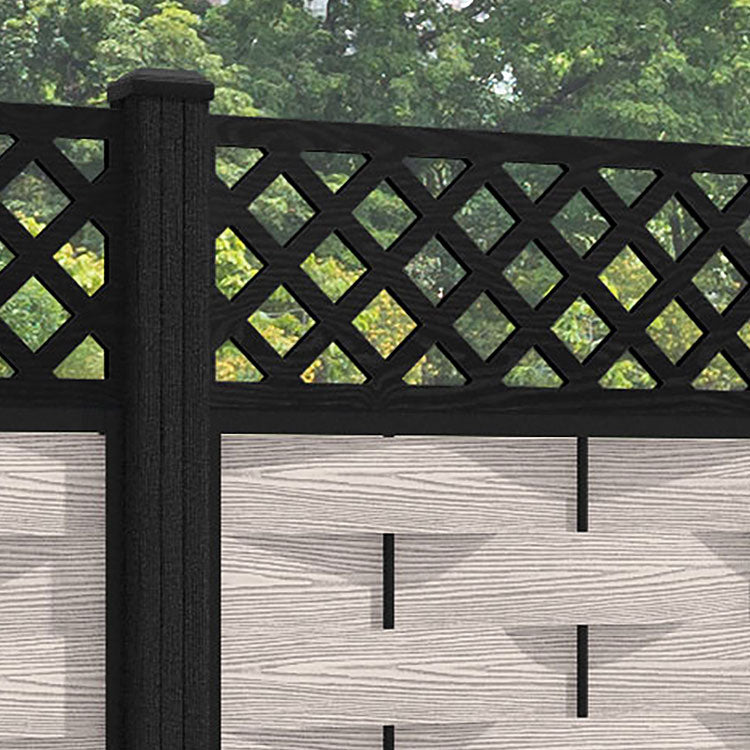 Ripple Hive Fence Panel - Mid Stone - with our composite posts