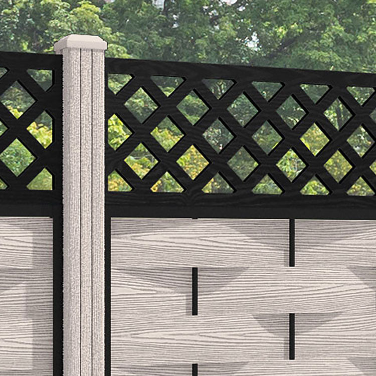 Ripple Hive Fence Panel - Mid Stone - with our composite posts