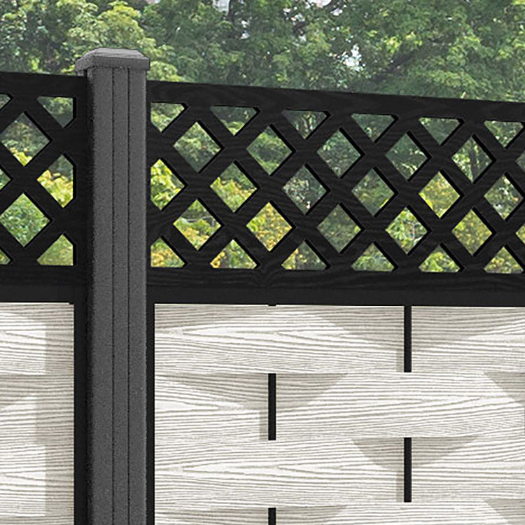 Ripple Hive Fence Panel - Light Stone - with our aluminium posts