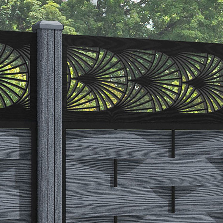 Ripple Laurel Fence Panel - Anthracite - with our composite posts