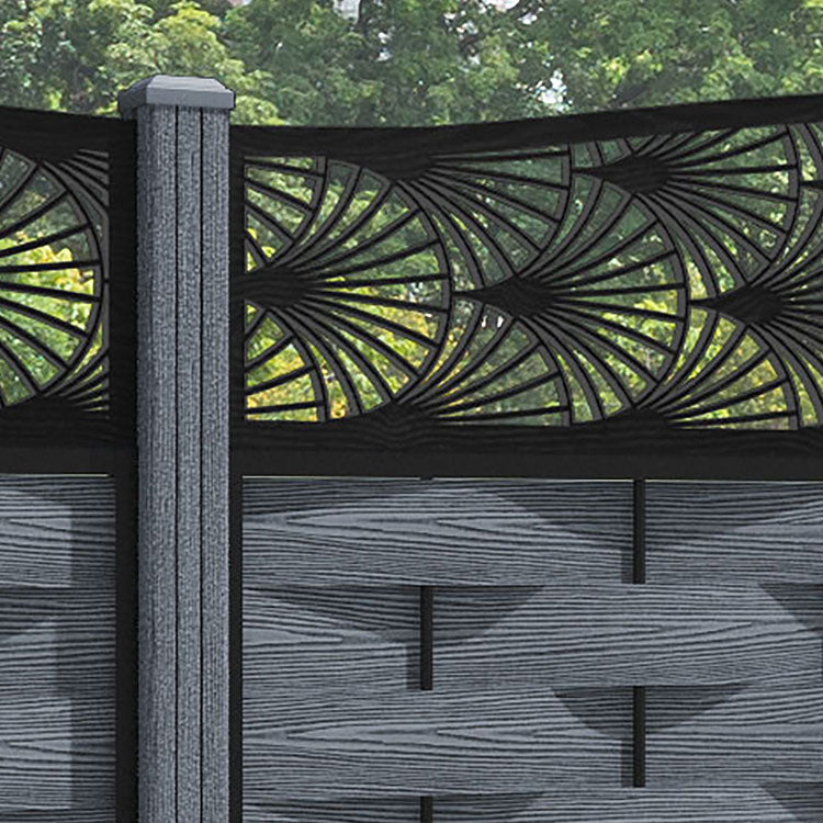 Ripple Laurel Curved Top Fence Panel - Anthracite - with our composite posts
