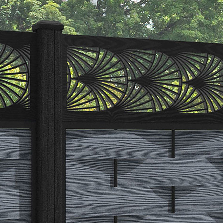 Ripple Laurel Fence Panel - Anthracite - with our composite posts