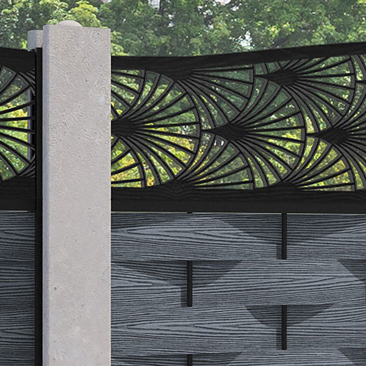 Ripple Laurel Curved Top Fence Panel - Anthracite - for existing concrete posts