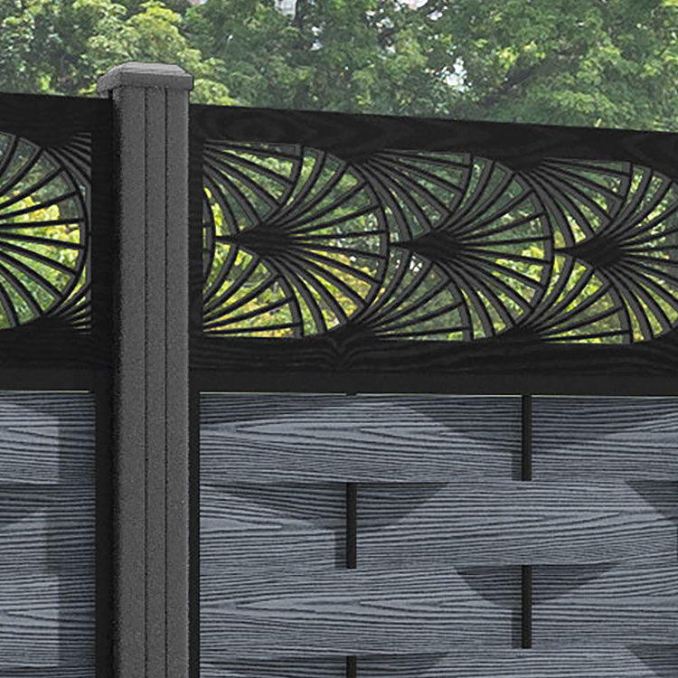 Ripple Laurel Fence Panel - Anthracite - with our aluminium posts