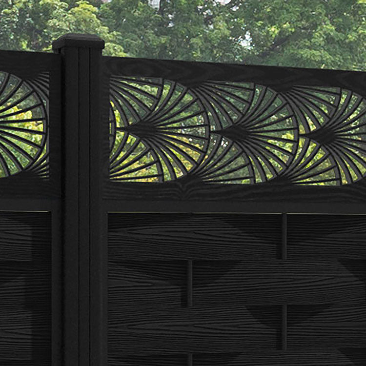 Ripple Laurel Fence Panel - Black - with our aluminium posts