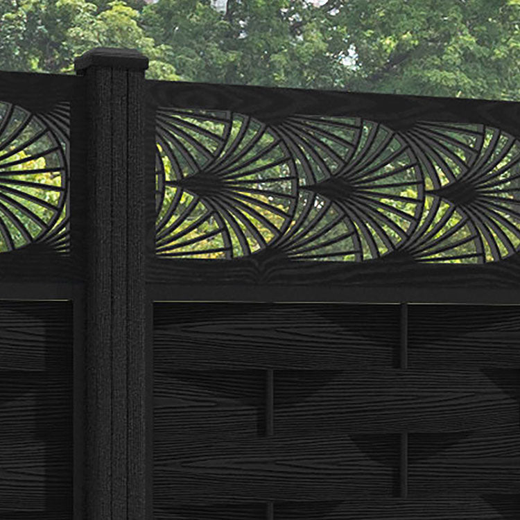 Ripple Laurel Fence Panel - Black - with our composite posts