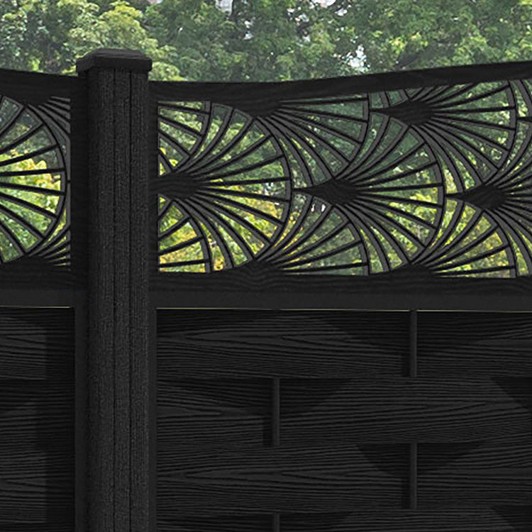 Ripple Laurel Curved Top Fence Panel - Black - with our composite posts