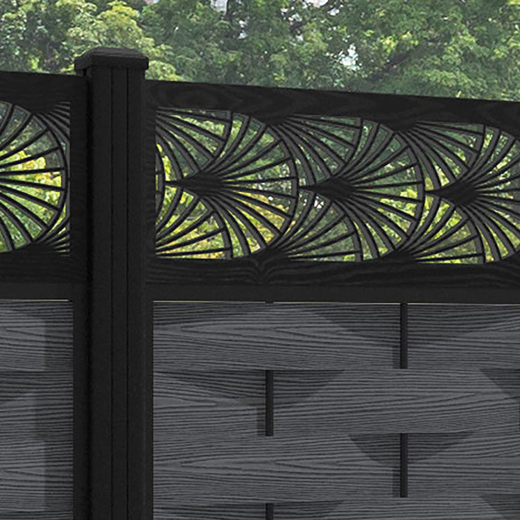 Ripple Laurel Fence Panel - Dark Grey - with our aluminium posts