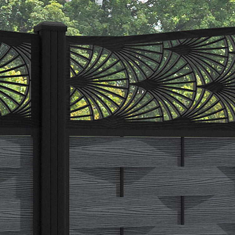 Ripple Laurel Curved Top Fence Panel - Dark Grey - with our aluminium posts