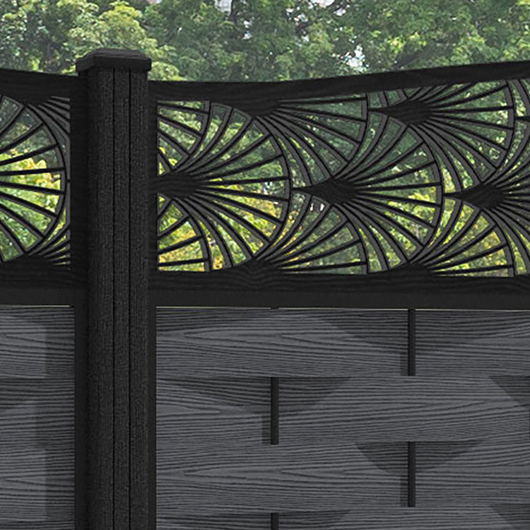 Ripple Laurel Curved Top Fence Panel - Dark Grey - with our composite posts