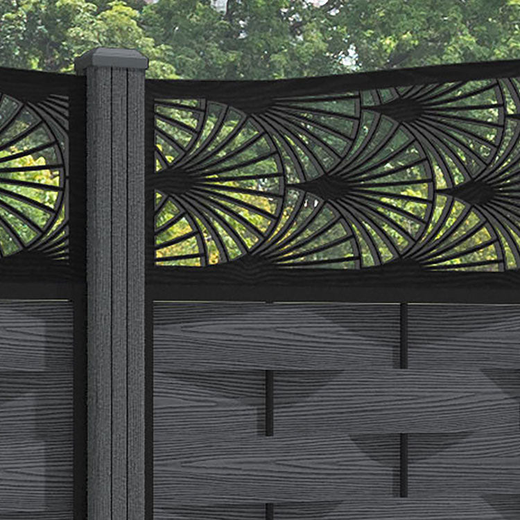 Ripple Laurel Curved Top Fence Panel - Dark Grey - with our composite posts
