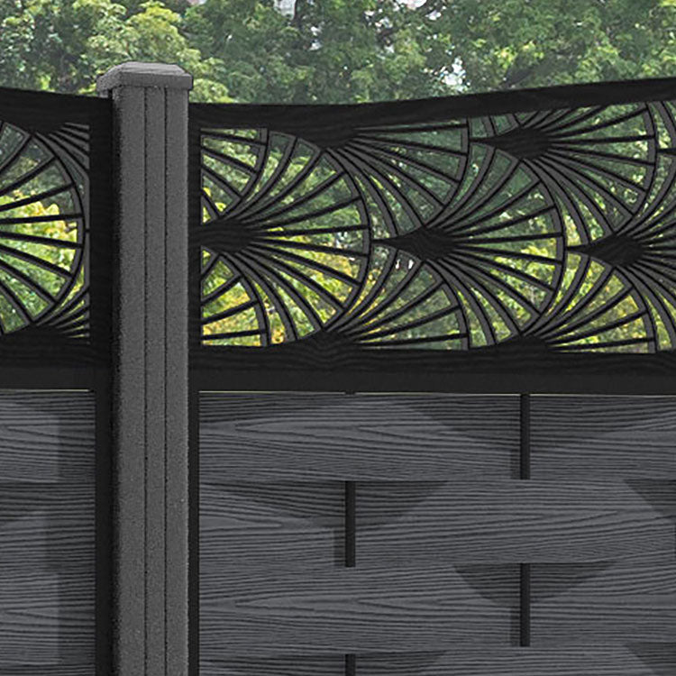 Ripple Laurel Curved Top Fence Panel - Dark Grey - with our aluminium posts