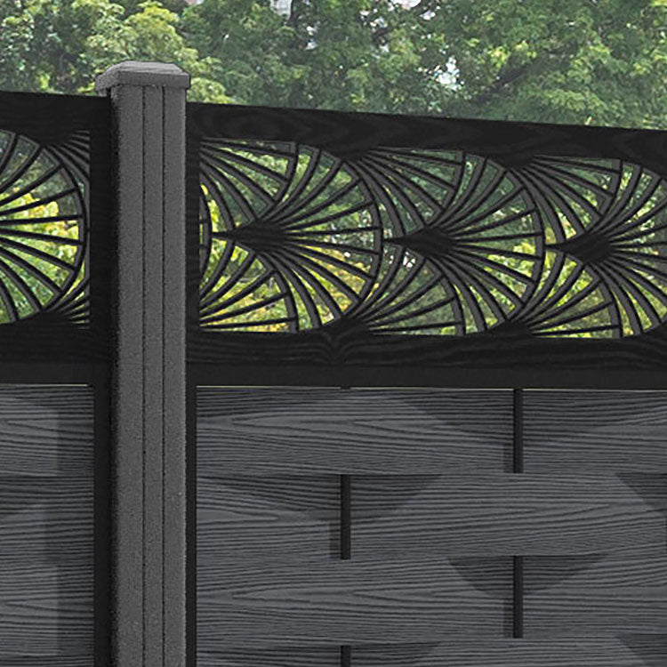Ripple Laurel Fence Panel - Dark Grey - with our aluminium posts