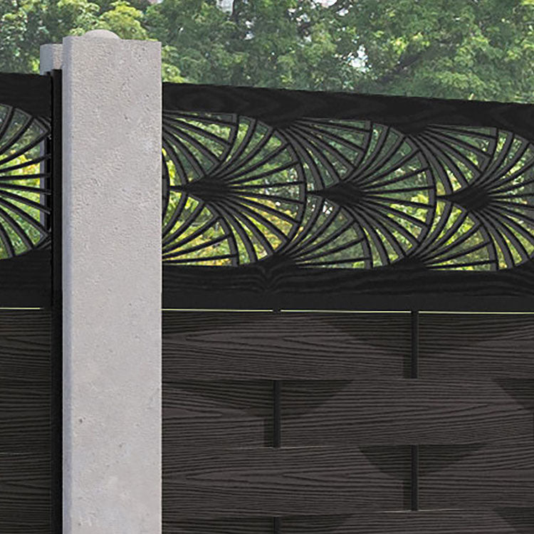 Ripple Laurel Fence Panel - Dark Oak - for existing concrete posts