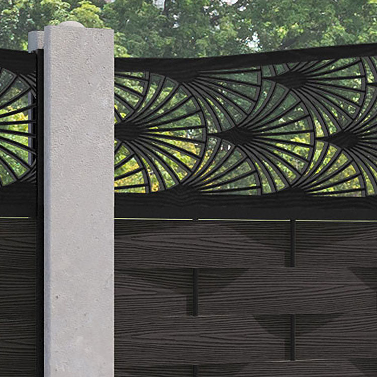 Ripple Laurel Curved Top Fence Panel - Dark Oak - for existing concrete posts