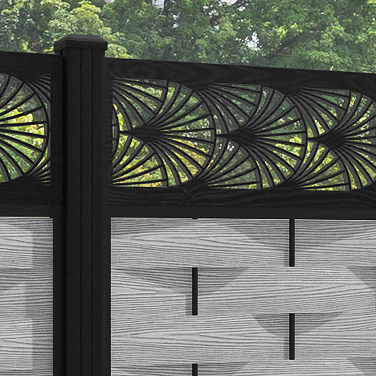 Ripple Laurel Fence Panel - Light Grey - with our aluminium posts