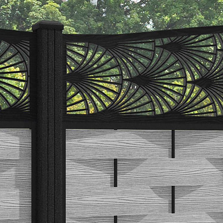 Ripple Laurel Curved Top Fence Panel - Light Grey - with our composite posts