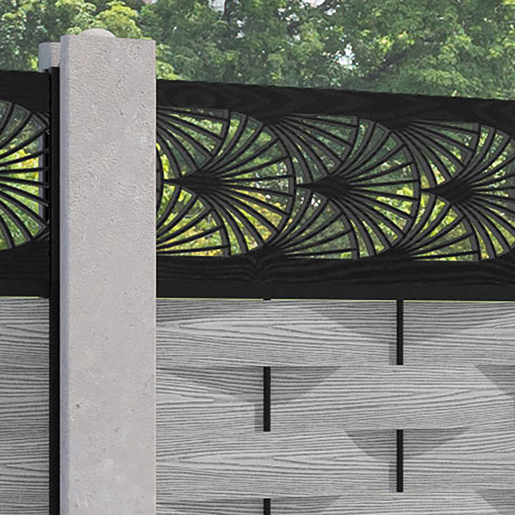Ripple Laurel Fence Panel - Light Grey - for existing concrete posts