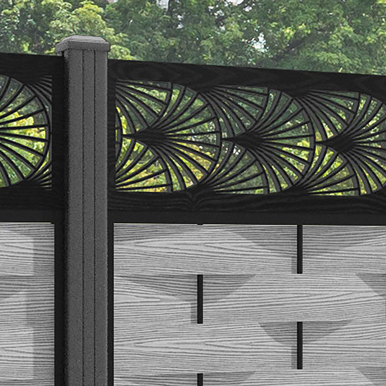 Ripple Laurel Fence Panel - Light Grey - with our aluminium posts
