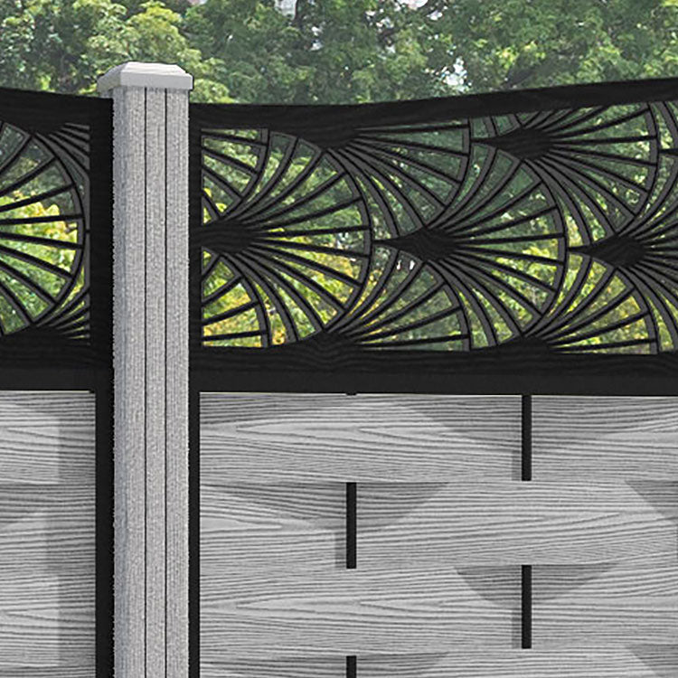 Ripple Laurel Curved Top Fence Panel - Light Grey - with our composite posts