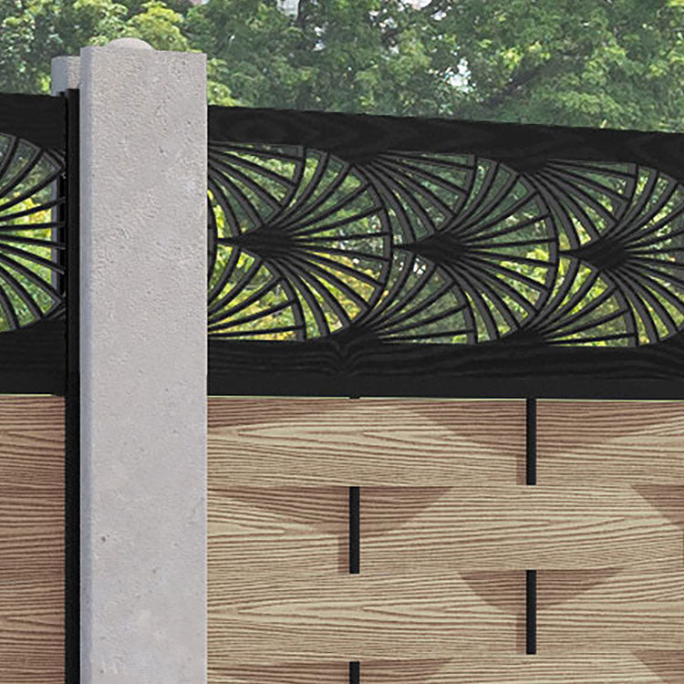 Ripple Laurel Fence Panel - Light Oak - for existing concrete posts