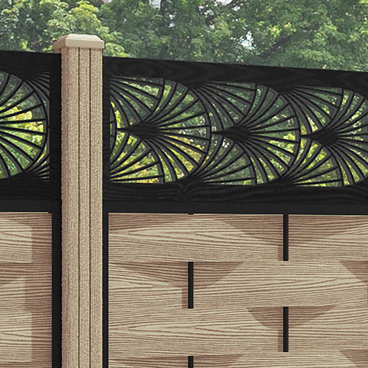 Ripple Laurel Fence Panel - Light Oak - with our composite posts