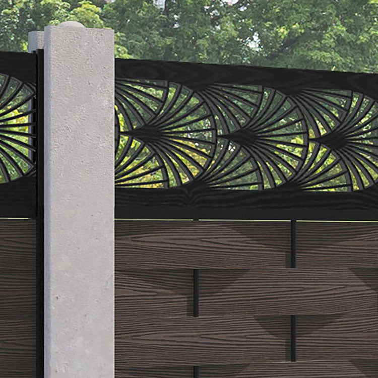 Ripple Laurel Fence Panel - Mid Brown - for existing concrete posts