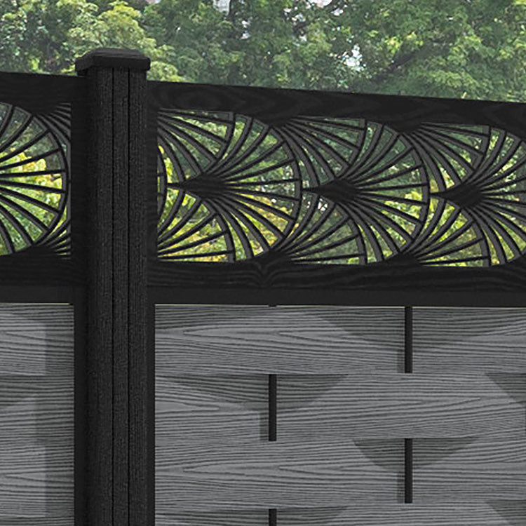 Ripple Laurel Fence Panel - Mid Grey - with our composite posts
