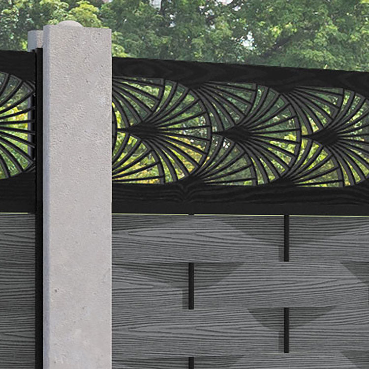 Ripple Laurel Fence Panel - Mid Grey - for existing concrete posts